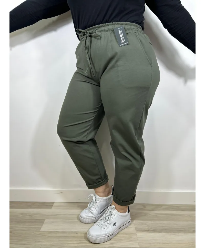 Pantalon casual Nataly Color Caqui Pantalones Tallas Grandes