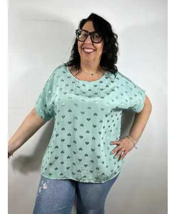 Blusa corazones Madona - Tienda Tallas Grandes Mujer