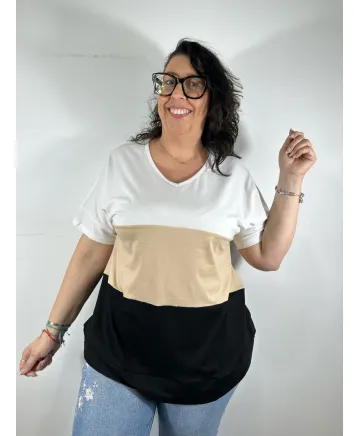 Camiseta beige Solveig - Tienda Tallas Grandes Mujer