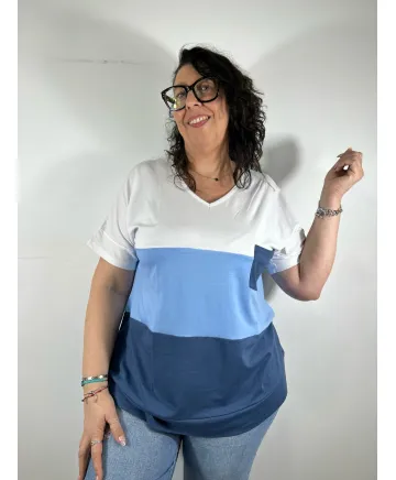 Camiseta azul Solveig - Tienda Tallas Grandes Mujer
