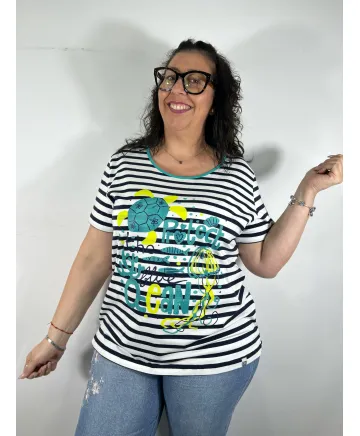 Camiseta rayas Frey - Tienda Tallas Grandes Mujer