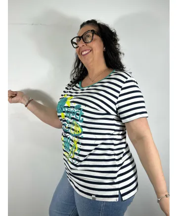 Camiseta rayas Frey - Tienda Tallas Grandes Mujer Camiseta rayas Frey - Tienda Tallas Grandes Mujer