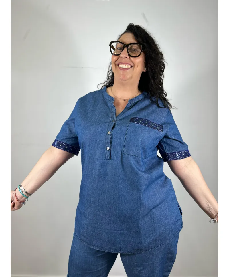 Blusa bordado Mia - Tienda Tallas Grandes Mujer Blusa bordado Mia - Tienda Tallas Grandes Mujer