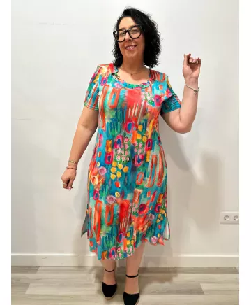 Vestido estampado India - Tienda Tallas Grandes Mujer