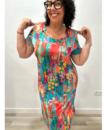 Vestido estampado India - Tienda Tallas Grandes Mujer Vestido estampado India - Tienda Tallas Grandes Mujer