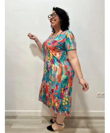 Vestido estampado India - Tienda Tallas Grandes Mujer Vestido estampado India - Tienda Tallas Grandes Mujer