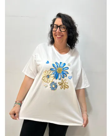 Camiseta flores Yuca - Tienda Tallas Grandes Mujer