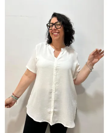 Blusa blanca Ema - Tienda Tallas Grandes Mujer