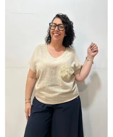 Camiseta flor Momo - Camisetas y Tops Tallas Grandes