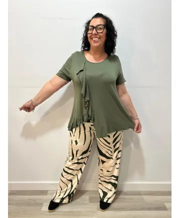 Camiseta caqui Nantes - Ropa tallas grandes mujer moderna