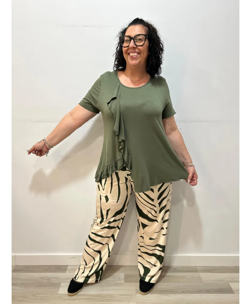 Camiseta caqui Nantes - Ropa tallas grandes mujer moderna Camiseta caqui Nantes - Ropa tallas grandes mujer moderna