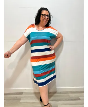 Vestido rayas Cambrige - Ropa tallas grandes mujer moderna