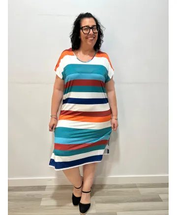 Vestido rayas Cambrige - Ropa tallas grandes mujer moderna Vestido rayas Cambrige - Ropa tallas grandes mujer moderna