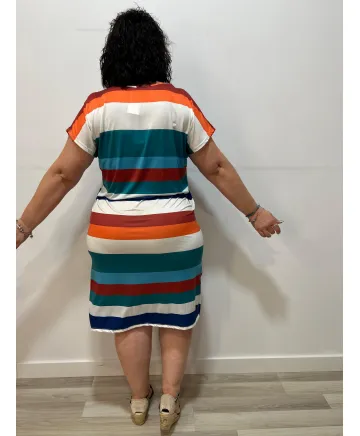 Vestido rayas Cambrige - Ropa tallas grandes mujer moderna Vestido rayas Cambrige - Ropa tallas grandes mujer moderna