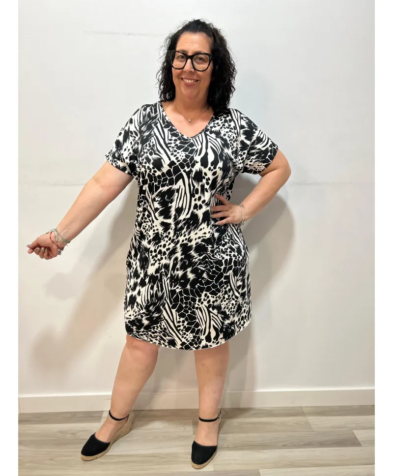 Vestido estampado Manchester - Ropa tallas grandes mujer moderna Vestido estampado Manchester - Ropa tallas grandes mujer moderna