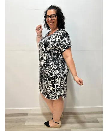 Vestido estampado Manchester - Ropa tallas grandes mujer moderna Vestido estampado Manchester - Ropa tallas grandes mujer moderna