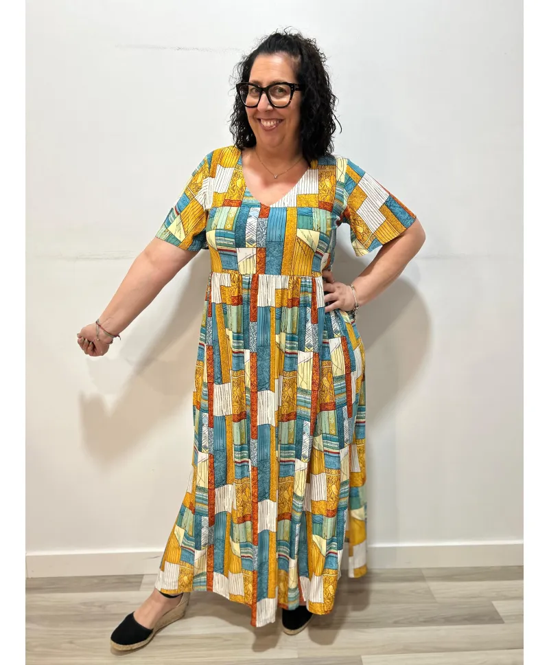 Vestido multicolor Carcasona - Ropa tallas grandes mujer moderna Vestido multicolor Carcasona - Ropa tallas grandes mujer moderna