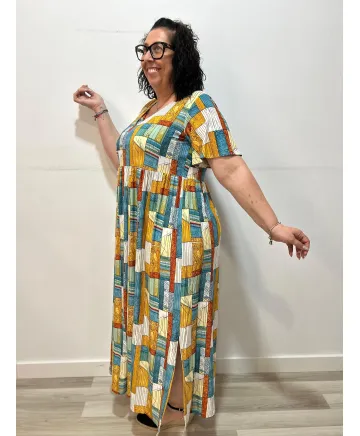 Vestido multicolor Carcasona - Ropa tallas grandes mujer moderna Vestido multicolor Carcasona - Ropa tallas grandes mujer moderna