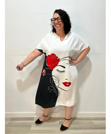 Vestido rostro Chad - Ropa tallas grandes mujer moderna