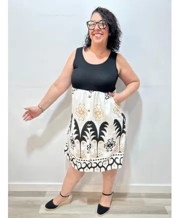 Vestido combinado Lena - Ropa tallas grandes mujer moderna