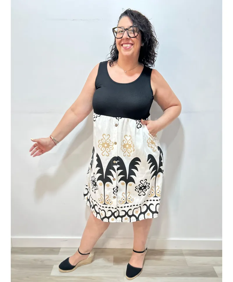 Vestido combinado Lena - Ropa tallas grandes mujer moderna