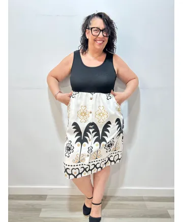 Vestido combinado Lena - Ropa tallas grandes mujer moderna