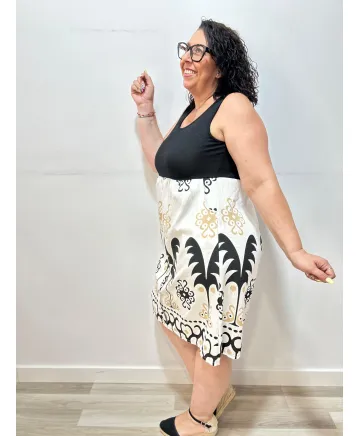 Vestido combinado Lena - Ropa tallas grandes mujer moderna