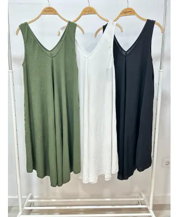 Vestido tirantes Oxford - Vestidos Tallas Grandes Vestido tirantes Oxford - Vestidos Tallas Grandes