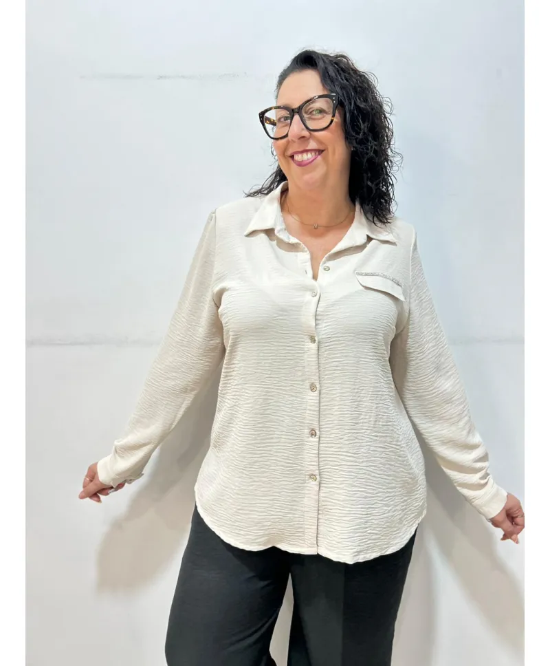 Blusa beige Arrecife - Ropa tallas grandes mujer moderna