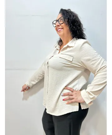 Blusa beige Arrecife - Ropa tallas grandes mujer moderna