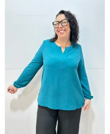 Blusa turquesa Linares - Ropa tallas grandes mujer moderna
