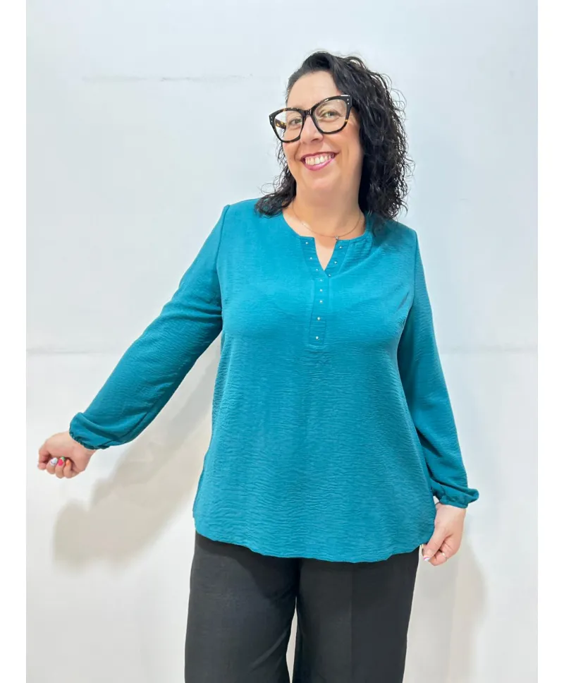 Blusa turquesa Linares - Ropa tallas grandes mujer moderna