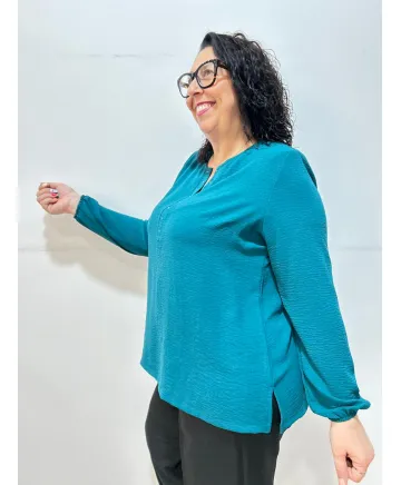 Blusa turquesa Linares - Ropa tallas grandes mujer moderna