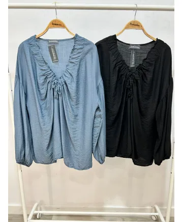 Blusa fruncida Toledo - Ropa tallas grandes mujer moderna
