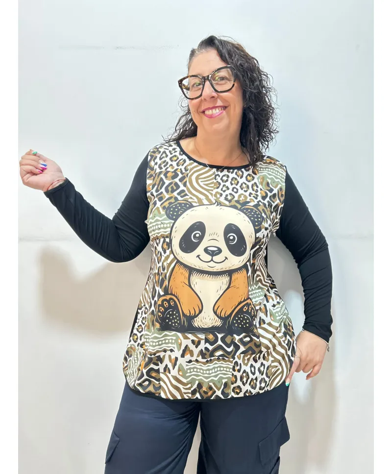 Camiseta animal Panda - Ropa tallas grandes mujer moderna
