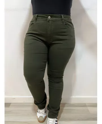 Pantalon Caqui Abrera - Ropa tallas grandes mujer moderna