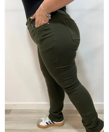 Pantalon Caqui Abrera - Ropa tallas grandes mujer moderna