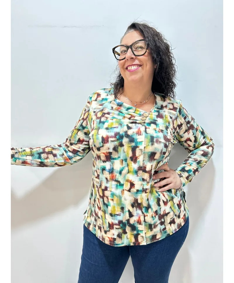 Camiseta botones Puertollano - Ropa tallas grandes mujer moderna