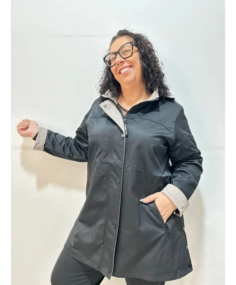 Parka negra Boiro - Chaquetas Tallas Grandes Parka negra Boiro - Chaquetas Tallas Grandes