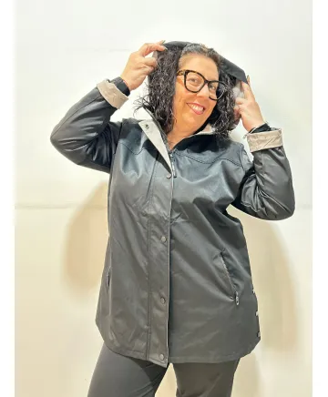 Parka negra Boiro - Chaquetas Tallas Grandes Parka negra Boiro - Chaquetas Tallas Grandes