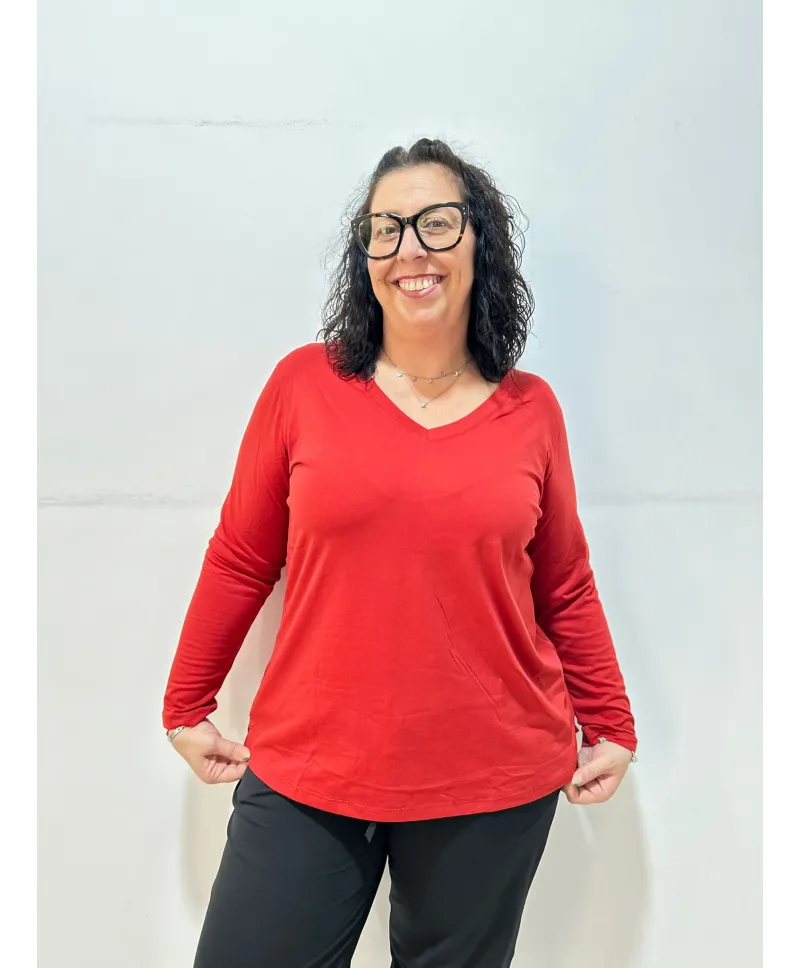 Camiseta roja Cardedeu - Camisetas y Tops Tallas Grandes