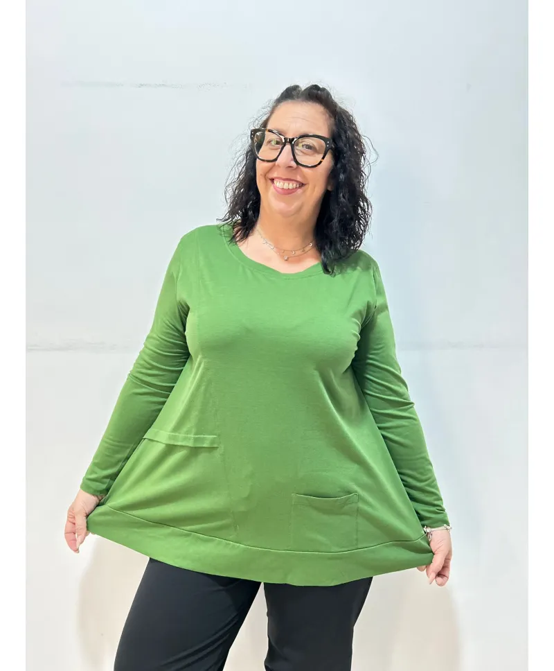 Camiseta verde Gava - Ropa tallas grandes mujer moderna