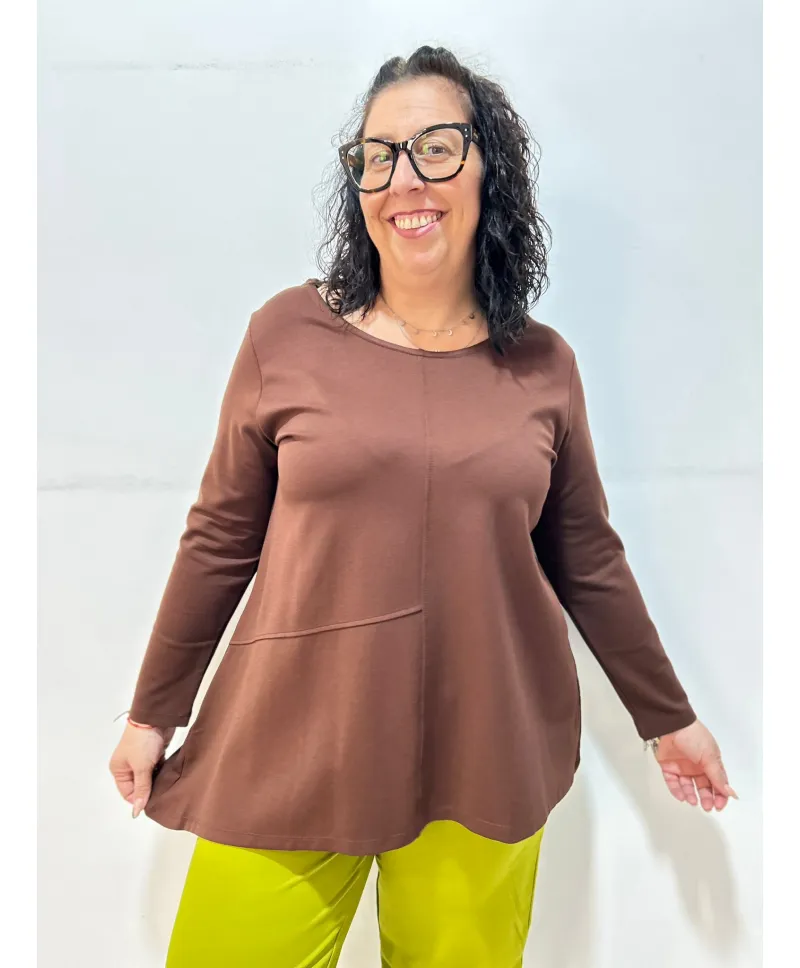 Sudadera marron Caldetas - Camisetas y Tops Tallas Grandes