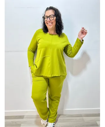 Pantalon verde Cambados - Ropa tallas grandes mujer moderna