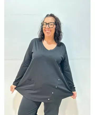 Camiseta negra Montornes - Camisetas y Tops Tallas Grandes
