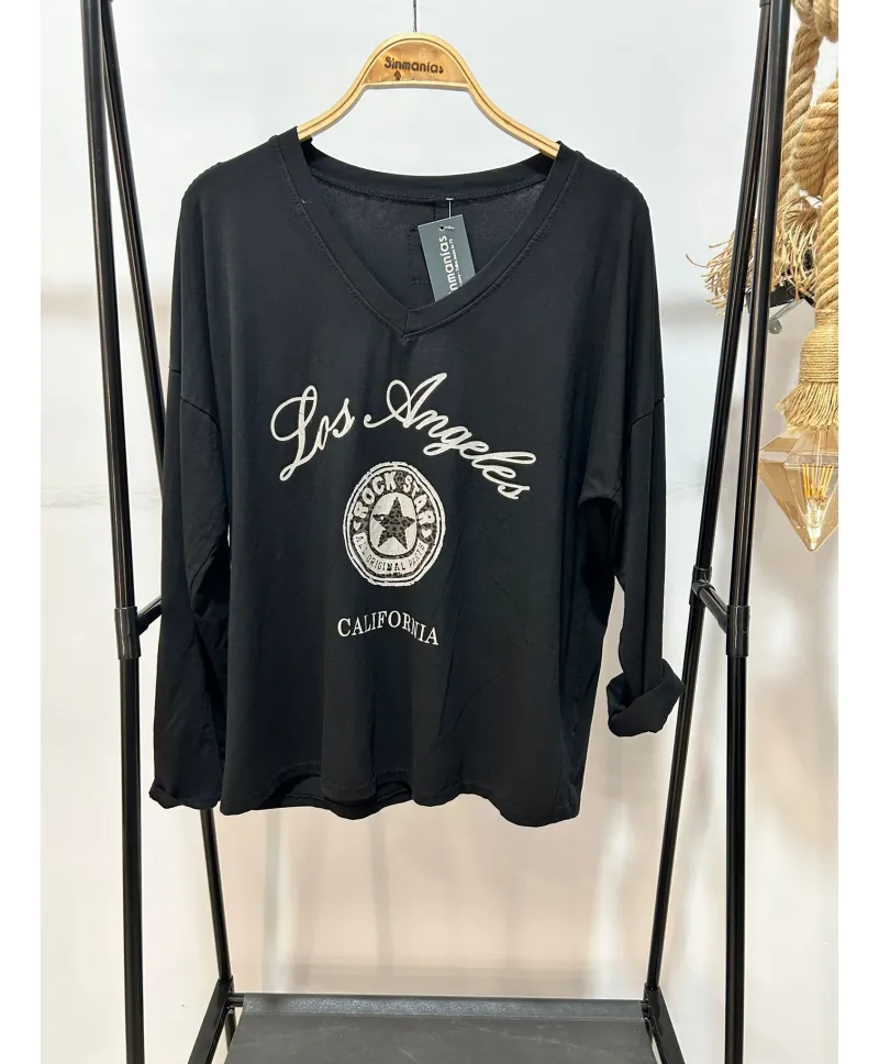 Camiseta algodon Los Angeles - Ropa tallas grandes mujer moderna Camiseta algodon Los Angeles - Ropa tallas grandes mujer moderna