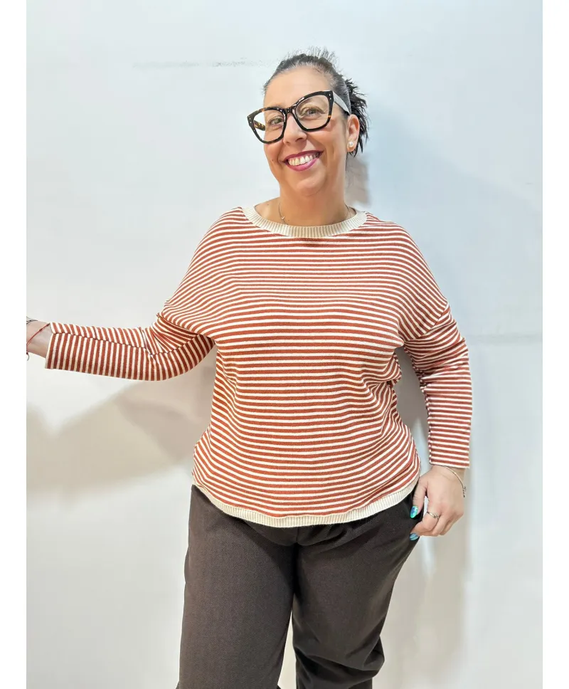 Camiseta rayitas Baiona - Ropa tallas grandes mujer moderna