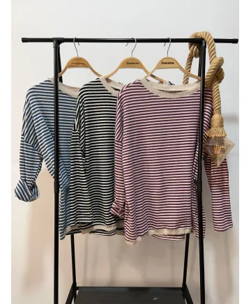 Camiseta rayitas Baiona - Ropa tallas grandes mujer moderna