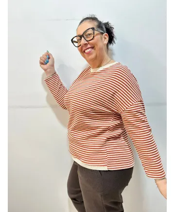 Camiseta rayitas Baiona - Ropa tallas grandes mujer moderna