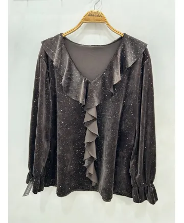 Camiseta terciopelo Salvia - Camisetas y Tops Tallas Grandes